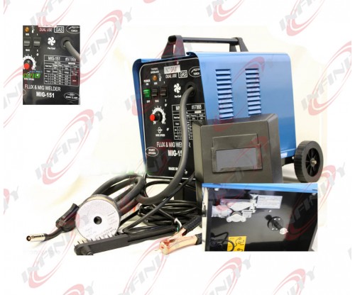  220V 151 CO2 GAS Flux MIG WELDER 120AMP GAS MAG WELDING MACHINE w/ Wheels 